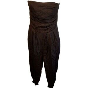 Y2K Twenty-One Romper Jumpsuit Black Size Small Strapless Sleeveless Festival
